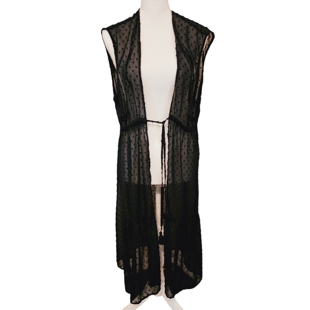 LC Lauren Conrad Black Sheer Polka Dot Summer Coverup - One Size Fits All